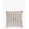Striped cotton blend pillow with logo