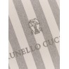 Striped cotton blend pillow with logo
