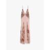Red carpet dress in silk georgette fabric and embroidered lace