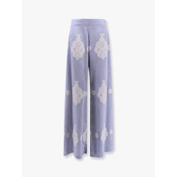 Gardenia cotton blend trouser with embroidery