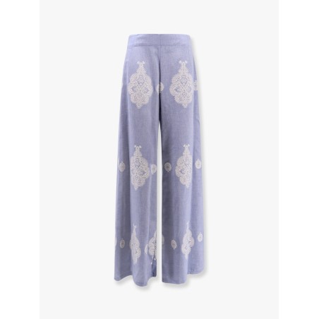 Gardenia cotton blend trouser with embroidery