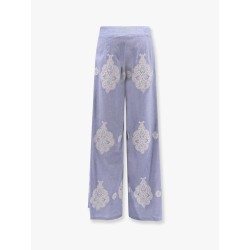 Gardenia cotton blend trouser with embroidery