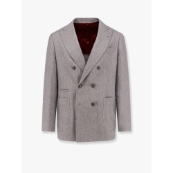 Double-breasted linen blazer