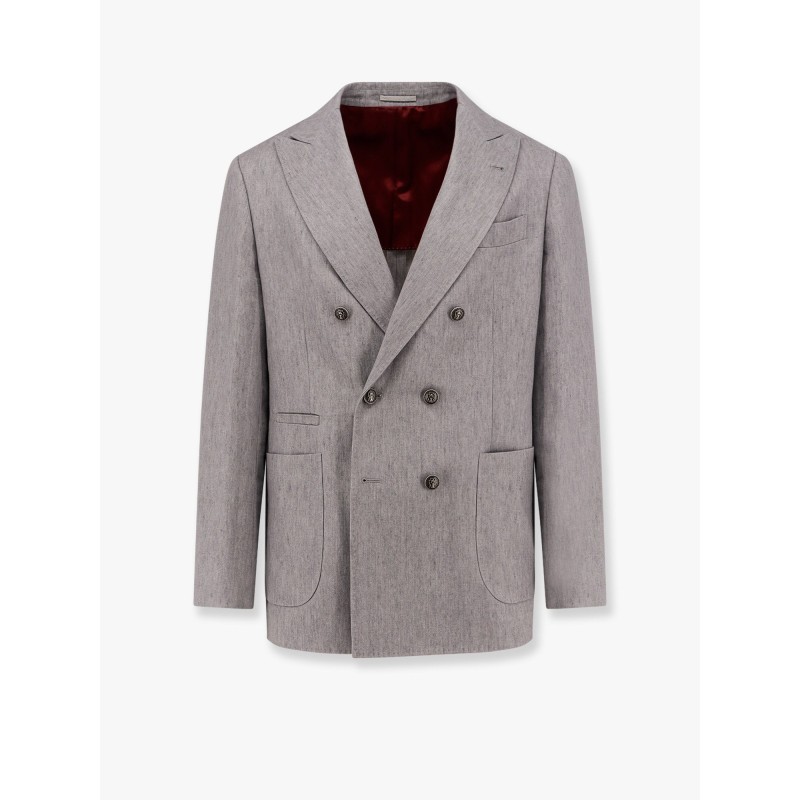 Double-breasted linen blazer