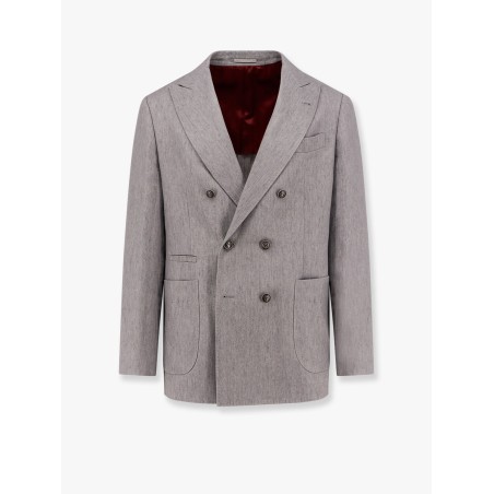 Double-breasted linen blazer