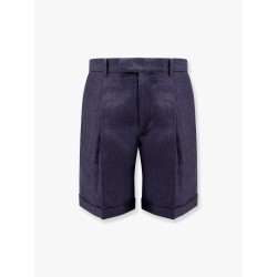 Linen pleated bermuda shorts