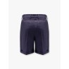 Linen pleated bermuda shorts