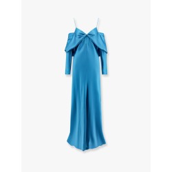 Satin long dress with bow on the back