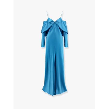 Satin long dress with bow on the back