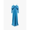 Satin long dress with bow on the back
