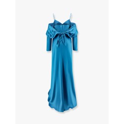 Satin long dress with bow on the back