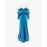Satin long dress with bow on the back
