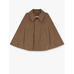 Cotton blend water-repellent twill cape with burberry check lining