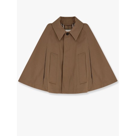 Cotton blend water-repellent twill cape with burberry check lining