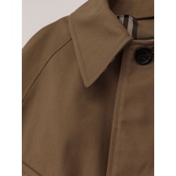 Cotton blend water-repellent twill cape with burberry check lining