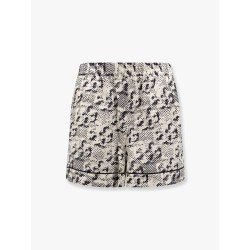 Silk shorts with pixelated logo print
