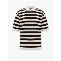 Striped cotton crepe polo shirt