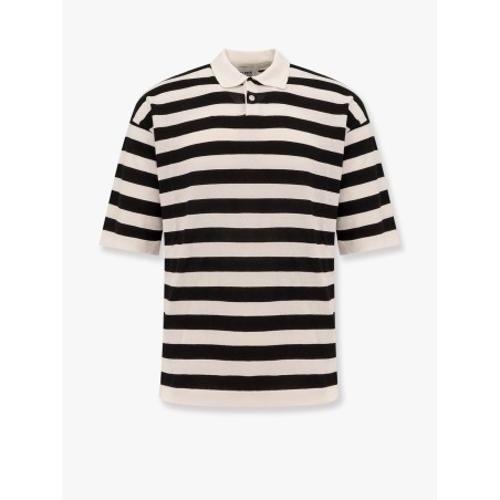Striped cotton crepe polo shirt