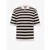 Striped cotton crepe polo shirt