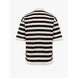 Striped cotton crepe polo shirt