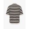 Striped cotton crepe polo shirt