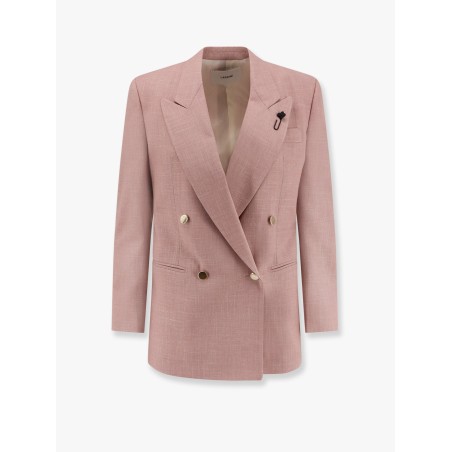 Double-breasted wool, silk and linen blazer with metal buttons
