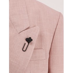 Double-breasted wool, silk and linen blazer with metal buttons