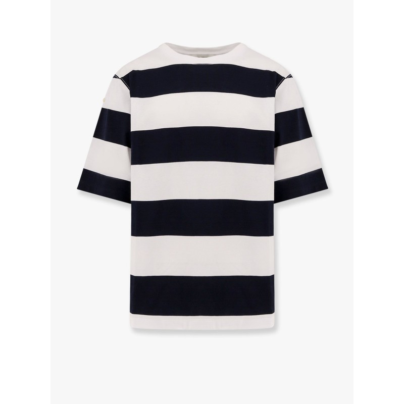 Striped cotton t-shirt with logo embroidery on the front