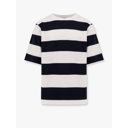Striped cotton t-shirt with logo embroidery on the front