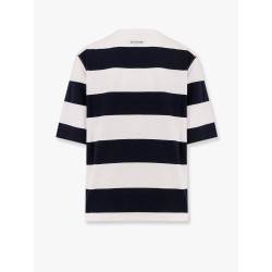 Striped cotton t-shirt with logo embroidery on the front