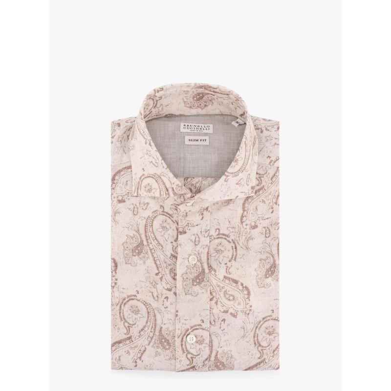 Linen slim fit shirt with all-over print