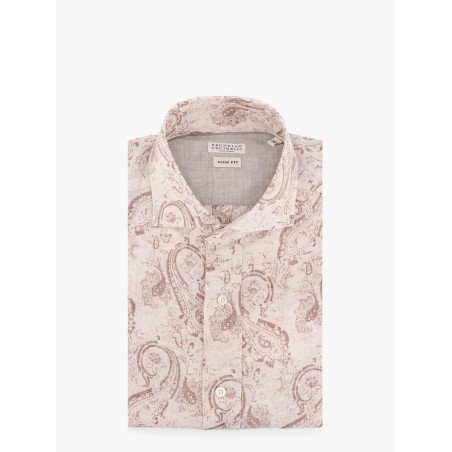 Linen slim fit shirt with all-over print