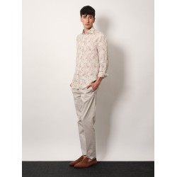 Linen slim fit shirt with all-over print