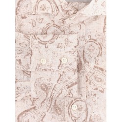 Linen slim fit shirt with all-over print