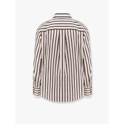Striped cotton and silk shirt with embroidery