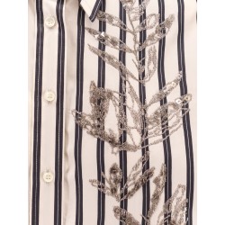 Striped cotton and silk shirt with embroidery