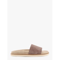 Suede slide with logo print