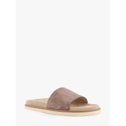 Suede slide with logo print