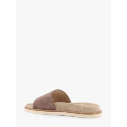 Suede slide with logo print