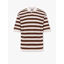 Striped cotton crepe polo shirt