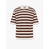 Striped cotton crepe polo shirt