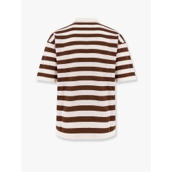 Striped cotton crepe polo shirt