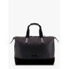Leather duffle bag with suede inserts and logo patch