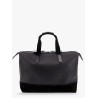 Leather duffle bag with suede inserts and logo patch
