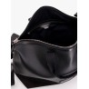 Leather duffle bag with suede inserts and logo patch