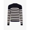 Striped cotton sweater with diagonal buttons