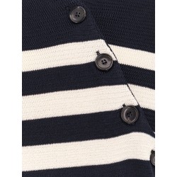 Striped cotton sweater with diagonal buttons
