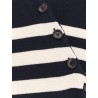 Striped cotton sweater with diagonal buttons