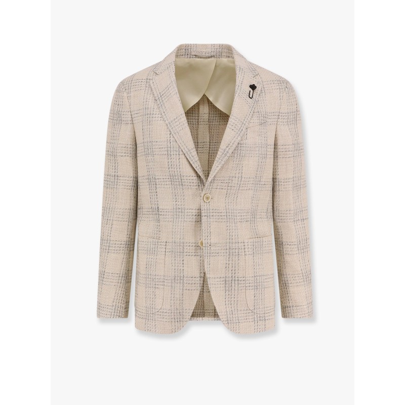 Silk blend blazer with iconic brooch