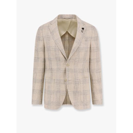 Silk blend blazer with iconic brooch